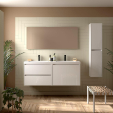 Badezimmermöbel BALTIC 1400 2 Türen und 2 Schubladen WHITE GLOSS + Waschtisch