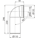 Alcadrain A90-90A  WC Anschlussbogen 90°