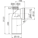 Alcadrain A90-90P40/50A   WC Anschlussbogen 90° mit...