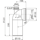 Alcadrain A90-90P40A   WC Anschlussbogen 90° mit...