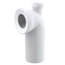 Alcadrain Anschluss für Stand-WC, 90°-Bogen mit DN 50 Anschluss, DN 110, Länge 230 mm, PP, weiß