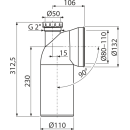 Alcadrain A90-90P50A  WC Anschlussbogen 90° mit...
