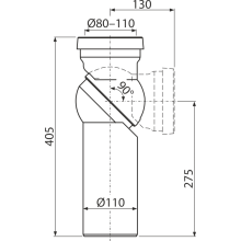 Alcadrain A90-90R  WC Anschlussbogen 0-90°, verstellbar