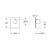Herzbach LOGIC XL Vario Thermostat-Farbset Blende eckig Griff rund Edelstahl