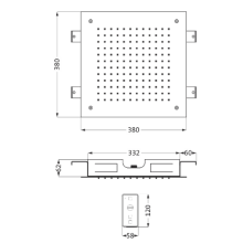 Herzbach LIVING SPA LED Deckeneinbau-Brause 380x380mm gebürstet