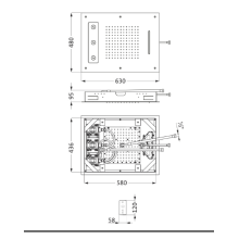 Herzbach LIVING SPA Deckeneinbau-Regenbrause 630x480mm Regen/Spin/Schwall gebürstet