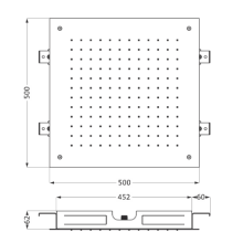 Herzbach LIVING SPA Deckeneinbau-Regenbrause 500x500mm gebürstet