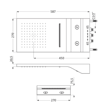 Herzbach LIVING SPA Wand-Regenbrause 587x270mm Regen/Spin/Schwall gebürstet