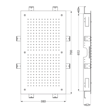 Herzbach LIVING SPA Deckeneinbau-Regenbrause 700x380mm Doppelregen gebürstet