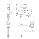 Herzbach NEO CASTELL Bidet-Einlochbatterie mit Ablauf Chrom