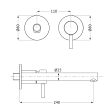 Herzbach DESIGN iX Waschtisch-Wandbatterie Farbset 240mm Edelstahl