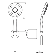 Herzbach LIVING SPA Wannenset Halter 70 rund Handbrause 100mm Multi 1250mm Edelstahl