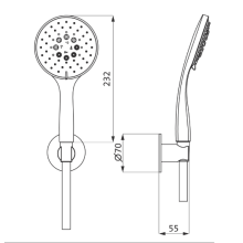 Herzbach LIVING SPA Wannenset Halter 70 rund Handbrause 100mm Multi 1600mm Edelstahl