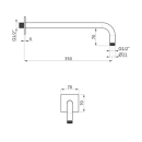 Herzbach LIVING SPA Wandarm 350mm 70 eckig gewinkelt...