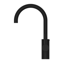 Herzbach DEEP BLACK Waschtisch-Einlochbatterie L-Size Griff seitlich mit PUSH-Ablauf Schwarz matt