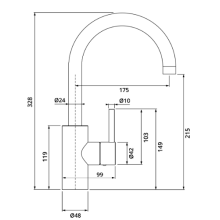 Herzbach DEEP Waschtisch-Einlochbatterie L-Size Niederdruck Griff seitlich ohne Ablauf Chrom