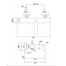 Herzbach DEEP Wannenbatterie Aufputz Chrom