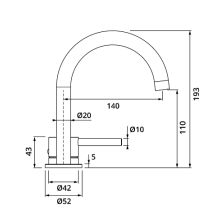 Herzbach DEEP iX Zweiloch-Armatur 140mm ohne Ablauf Edelstahl