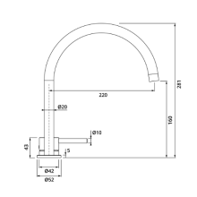 Herzbach DEEP Zweiloch-Armatur 220mm ohne Ablauf Chrom