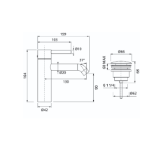 Herzbach DEEP iX Waschtisch-Einlochbatterie M-Size 130mm mit PUSH-Ablauf Edelstahl