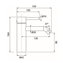 Herzbach DEEP Waschtisch-Einlochbatterie M-Size 130mm ohne Ablauf Chrom