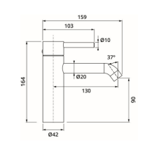 Herzbach DEEP iX Waschtisch-Einlochbatterie M-Size 130mm ohne Ablauf Edelstahl