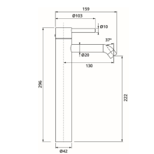 Herzbach DEEP Waschtisch-Einlochbatterie XL-Size 130mm ohne Ablauf Chrom