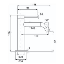 Herzbach DEEP Waschtisch-Einlochbatterie Slim S-Size ohne Ablauf Chrom