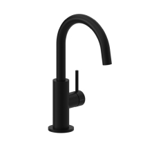Herzbach DEEP BLACK Waschtisch-Einlochbatterie Slim M-Size Griff seitlich mit PUSH-Ablauf Schwarz matt