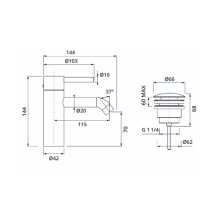 Herzbach DEEP Waschtisch-Einlochbatterie S-Size 115mm mit PUSH-Ablauf Chrom