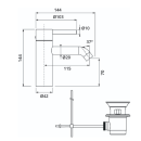 Herzbach DEEP Waschtisch-Einlochbatterie S-Size 115mm mit...