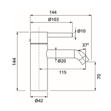 Herzbach DEEP Waschtisch-Einlochbatterie S-Size 115mm ohne Ablauf Chrom