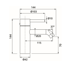 Herzbach DEEP iX Waschtisch-Einlochbatterie S-Size 115mm ohne Ablauf Edelstahl