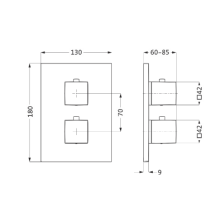 Herzbach LIVING Thermostat-Farbset 2 Verbraucher eckig eckig Edelstahl