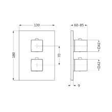 Herzbach LIVING Thermostat-Farbset 3 Verbraucher eckig eckig Edelstahl