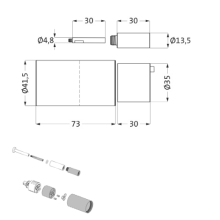 Herzbach LOGIC PLUS Verlängerung Hebelmischer 30mm Brass Steel