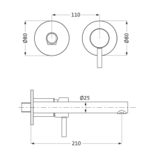 Herzbach DESIGN iX PVD Waschtisch-Wandbatterie Farbset 210mm Brass Steel