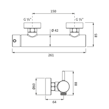 Herzbach SIRO GREY Brausebatterie Aufputz Grau matt