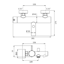 Herzbach SIRO GREY Wannenbatterie Aufputz Grau matt