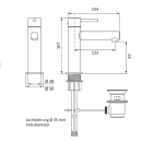 Herzbach SIRO WT-Einlochbatterie M-Size mit Ablauf Chrom