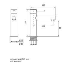 Herzbach SIRO PVD GOLD WT-Einlochbatterie M-Size ohne Ablauf Gold