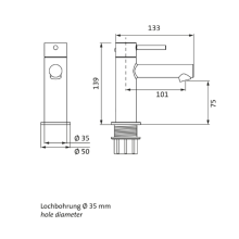 Herzbach SIRO WT-Einlochbatterie S-Size ohne Ablauf Chrom