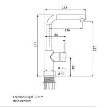 Herzbach SIRO WT-Einlochbatterie L-Size Griff seitl. ohne Ablauf Chrom