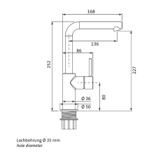 Herzbach SIRO GREY WT-Einlochbatterie L-Size Griff seitl. ohne Ablauf Grau matt