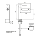 Herzbach SIRO BLACK Bidet-Einlochbatterie mit Ablauf...
