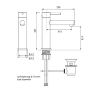 Herzbach SIRO WT-Einlochbatterie L-Size mit Ablauf Chrom