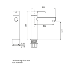 Herzbach SIRO WT-Einlochbatterie L-Size ohne Ablauf Chrom