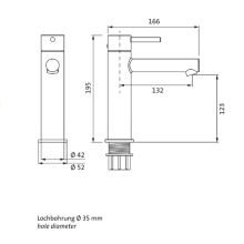 Herzbach SIRO PVD GOLD WT-Einlochbatterie L-Size ohne Ablauf Gold