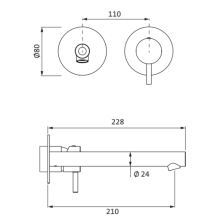 Herzbach SIRO Waschtisch-Wandbatterie Farbset 210mm Chrom