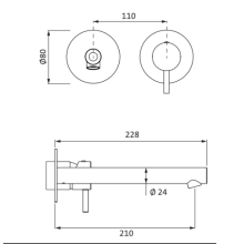 Herzbach SIRO WHITE Waschtisch-Wandbatterie Farbset 210mm Weiß matt